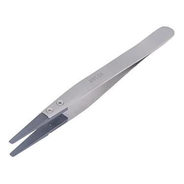 Imagem de Anti estático ESD Tweezers Ferramenta de pinça plana Ferramenta de mão eletrônica de precisão para reparo de microeletrônicos semicondutores PPS de aço inoxidável PPS BST2A
