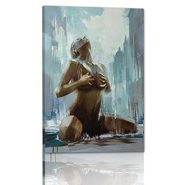 Imagem de Nude Canvas Wall Art Sexy Woman Banheira Pintura Pôsteres e Impressões para Decoração de Casa Sala de Estar Hotel Bar Banheiro, Emoldurado 45,7 cm x 61 cm