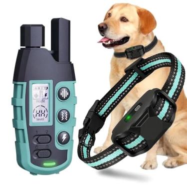 Imagem de Coleira Adestramento Cachorro Cães Treinamento Comportamento Anti Latido Leve Choque Vibração Bip (Verde)