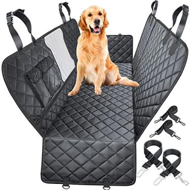 Imagem de WOWBABEPETS Capa para assento de carro conversível 4 em 1 para assento traseiro, rede multifuncional à prova de arranhões para cães com janela de tela, capa de assento de carro antiderrapante durável para carros, caminhões, SUVs... (preta)
