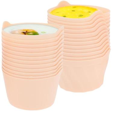 Imagem de 24 peças de copos de silicone para assar, moldes de ovo de fritadeira a ar com orelha aderente, ramequins de fritadeira empilháveis, ramequins creme brulee, copos de molde reutilizáveis versáteis para