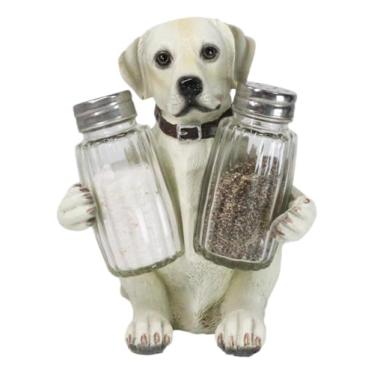 Imagem de Ebros filhote e especiarias bonito labrador de olhos largos filhote cachorro copo saleiro e pimenteiro estatueta peculiar desenho animado animal de estimação labradores decoração estátua