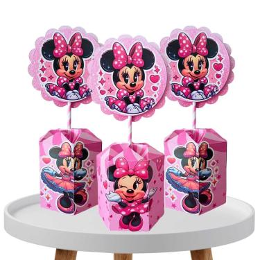 Imagem de 10 Centro De Mesa Decorativos Minnie Rosa Para Aniversário