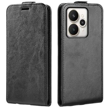 Imagem de XZDWH Capa para Oppo Realme 15 5G, Slim Vertical Flip Folio Capa Protetora de Couro PU Fecho Magnético com Slot para Cartão para Oppo Realme 15 Pro 5G (Preto, para Realme 15 5G)