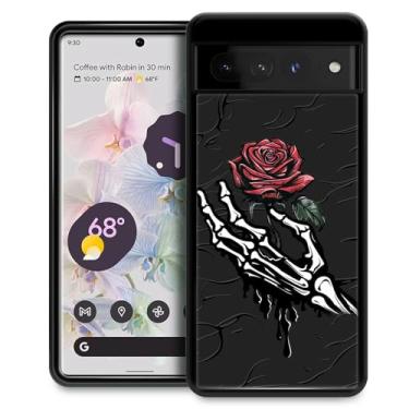 Imagem de CARLOCA Capa compatível com Google Pixel 7 Pro, capa de dedo esqueleto rosa Google Pixel 7 Pro para meninas, capa de proteção antiarranhões à prova de choque para Google Pixel 7 Pro
