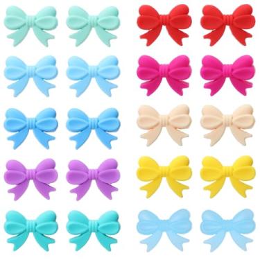 Imagem de 20 contas de laço, lindas contas de silicone, pingentes de silicone multicoloridos para artesanato faça você mesmo à mão caneta chaveiro pulseira