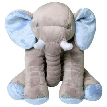 Imagem de Almofada Travesseiro Elefante Pelúcia Soninho Bebê 60cm - Amora Amor E