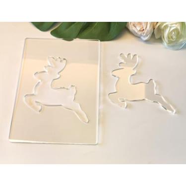 Imagem de Modelos de fresadora de acrílico para lanterna de Natal, kit de artesanato em madeira de 14 x 20 cm, ideias de presente DIY (rena)