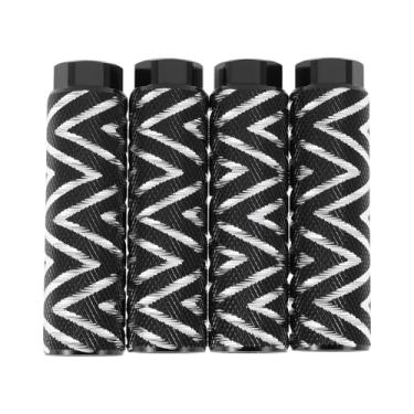 Imagem de Partuto 4 peças de pinos de bicicleta antiderrapantes de liga de alumínio com textura de onda de 100 mm de comprimento para bancos traseiros de bicicleta suportes de pedais de ciclismo eixos de 9,5 cm