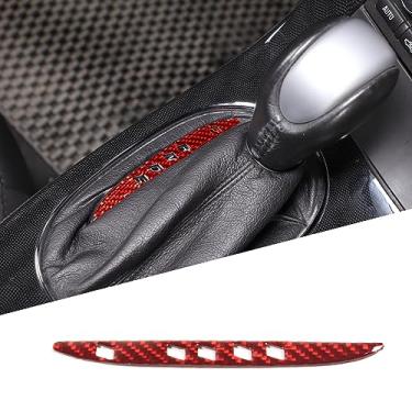 Imagem de Moittellc Adesivo de capa de acabamento de painel de câmbio de marchas compatível com Chevy Corvette C6 2005-2013, acessórios de capa de moldura anti-riscos para console de câmbio de engrenagens de fibra de carbono macio (fibra de carbono-vermelho-b)