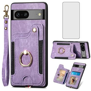 Imagem de Capa de celular para Google Pixel 7 5G capa carteira com protetor de tela de vidro temperado e alça de pulso RFID suporte de cartão de crédito anel acessórios para celular Pixel7 Pixle Seven 6.3