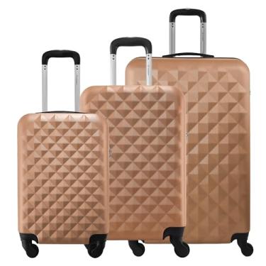 Imagem de Kit 3 Malas Rígidas de ABS 360° 10kg 23kg e 32kg com Cadeado Gladiador Diamond D1C3 (Rose Gold)