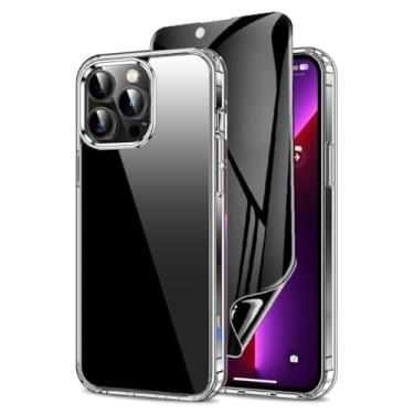 Imagem de Capa Capinha Clear Case Transparente Resistente a Risco e Anti Impacto + Película Protetor Tela Cerâmica Fosca Privacidade Para iPhone (iPhone 13 Pro Max)