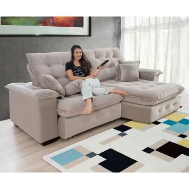 Imagem de Sofá Coliseu 2.40m Retrátil e Reclinável Super Pillow - Avelã