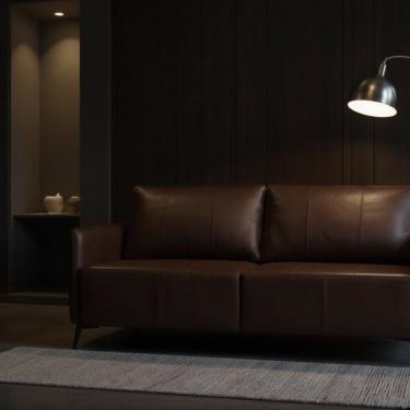 Imagem de Sofá de Couro Legítimo Porto Rico 180cm Marrom