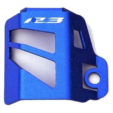 Imagem de Tampa do reservatório de fluido de freio dianteiro traseiro da motocicleta tampa do cilindro protetor de óleo R3 compatível com YZF-R3 YZFR3 2015-2021 2023 (D-azul)