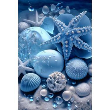 Imagem de ARPADAMO Kits de arte de diamante para adultos, pintura de diamante de praia 5D DIY Seashell Diamond Art Kits de pintura de diamante para adultos, diamantes redondos completos, kits de arte de
