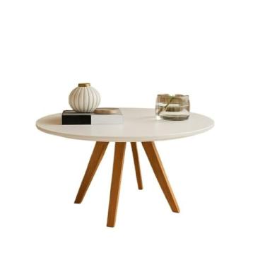 Imagem de Mesa Centro Pé Madeira Redonda Luxo Sala Estar Jantar Recepção Escritório (Banco)