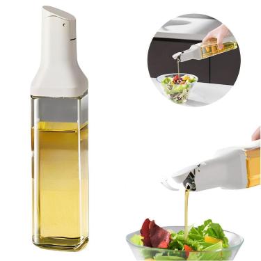 Imagem de Galheteiro Vidro Porta Azeite Vinagre Quadrado 500Ml Branco