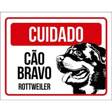 Imagem de Kit 3 Placas Cuidado Cão Cachorro Bravo Rottweiler