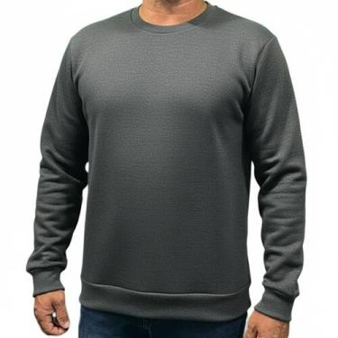 Imagem de Moletom Masculino Gola Careca Lisa Grosso Flanelado Algodão toqref, Ch