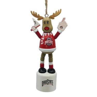 Imagem de Ornamento de rena fantoche de madeira NCAA (Ohio State Buckeyes)