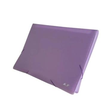 Imagem de Pasta Sanfonada A4 com 12 Divisórias em Plástico - Pasta Organizadora para Documentos Escolares e de Trabalho, Pasta com Material Impermeável - Cores a Escolher(Roxo Pastel)