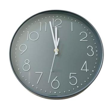 Imagem de Relógio de Parede Moderno, 30 cm, Cinza, Design Minimalista com Números Brancos