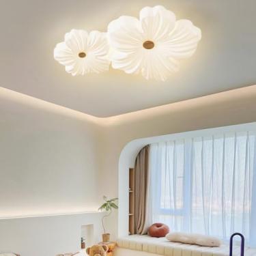 Imagem de Luminária de teto LED moderna para sala de estar grande, regulável, com controle remoto, luminária de teto com design floral criativo, para quarto, sala de jantar, iluminação para quarto inf