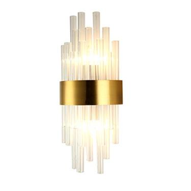 Imagem de Luminária de parede de cristal dourado de alta qualidade da moda, hotel, villa, sala de estar, quarto, estudo, corredor, ferragens, luminária de parede de ferro forjado, ouro 9