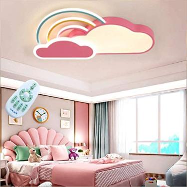 Imagem de Luminária de teto LED moderna com desenho animado em arco-íris e controle remoto, luminária de teto regulável, abajur de acrílico, iluminação criativa para quarto de criança, luminária pende