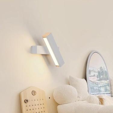 Imagem de Luminária de parede LED nórdica giratória em alumínio, preta e regulável, abajur de acrílico, luzes para corredor, decoração de sala de estar, restaurante e quarto (branca)