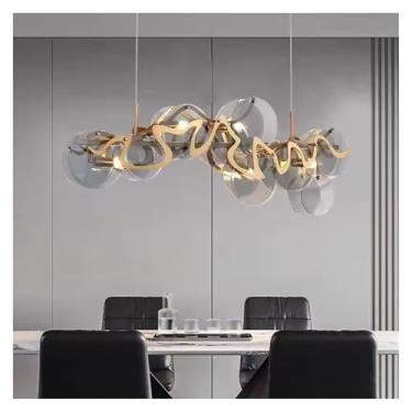 Imagem de Lustre de LED de luxo moderno para sala de estar, quarto, sala de jantar, cozinha, luminária pendente, design de vidro artístico dourado, luzes de suspensão, lâmpadas de lustre
