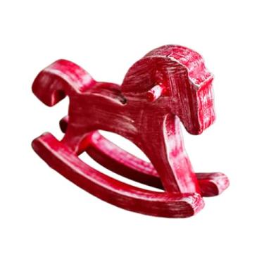 Imagem de XLWLLNJ Cavalo de Balanço Decorativo de Madeira, Colecionável, Peça Central de Decoração para Casa, Decoração de Festas, Vermelho, Tamanho real