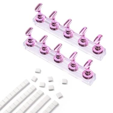 Imagem de KAZIPOP 2 conjuntos de suporte de unhas para exibição de unhas postiças magnéticas postiças para prática com 66 peças de massa reutilizável para pintura de unhas e artes (1)