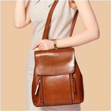 Imagem de Mochila de couro vintage para mulheres