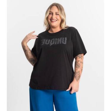 Imagem de Camiseta Meia Malha Plus Size Secret Glam Preto, Plus G1, Preto