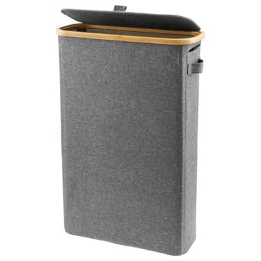 Imagem de Cesto de armazenamento de papel higiênico com tampa dobrável impermeável pano Oxford organizador de armazenamento de papel higiênico grande capacidade para banheiro (cinza)