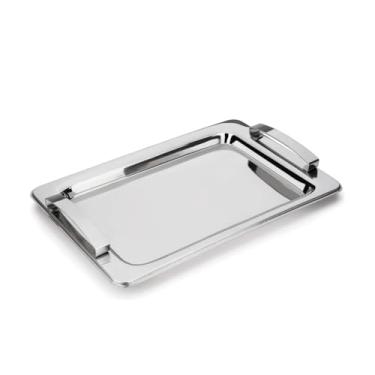 Imagem de Bandeja Retangular James.F, Aço Inox, 37 x 23 cm, com Alças Ergonômicas