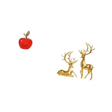 Imagem de Fenteer Escultura de Cerâmica E Veado, Ornamento para Decoração de Casa, Café, Sala de Estudo, Feriado, Coleção de Arte de Estátua de Resina