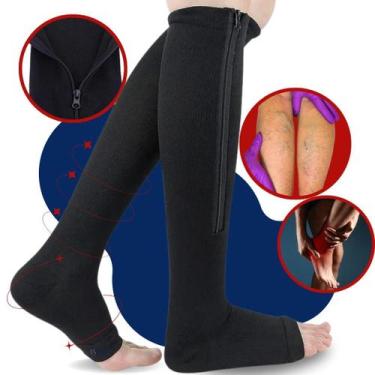 Imagem de Meia de Compressão Com Zíper Confortável para Inchaço e Cansaço nas Pe