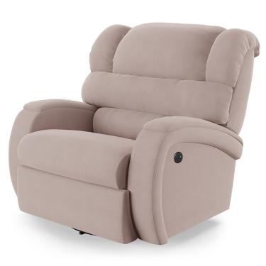 Imagem de Poltrona do Papai Reclinável Napoli Glider Giratória USB Veludo Rosê FH1 - D'Rossi