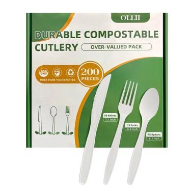 Imagem de Conjunto de talheres OLLII Biodegradável, 200 unidades de utensílios c