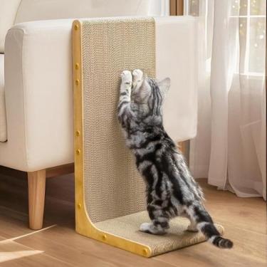 Imagem de Papelão Cat Scratcher Conlun em forma de L 58x30x25cm Madeira clara