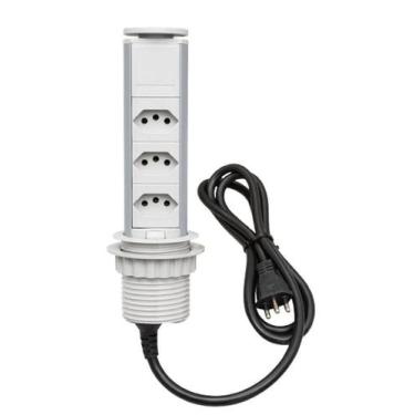 Imagem de Torre Tomada 3 Elétrica 16A - Cozinha - Cinza Totem Multiplug Extensão