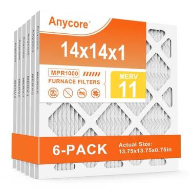 Imagem de Filtro de ar Anycore 14x14x1 MERV 11 plissado, pacote com 6
