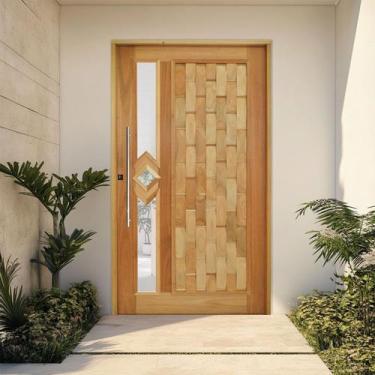 Imagem de Kit Porta de Madeira Pivotante 210x102cm Batente 14cm Fechadura 803 Ro