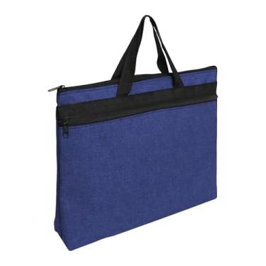 Imagem de CarpNettore Pasta para Documentos, Organizador de Papel, Bolsa com Zíper, Pasta com Alça, Tecido Oxford Durável, Adequada para Reuniões Profissionais, Azul Escuro 38x7x30cm