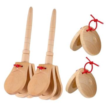 Imagem de simhoa 4x Castanholas de Madeira, Lembrancinhas de Festa, Claquete para Meninas, Meninos, Crianças