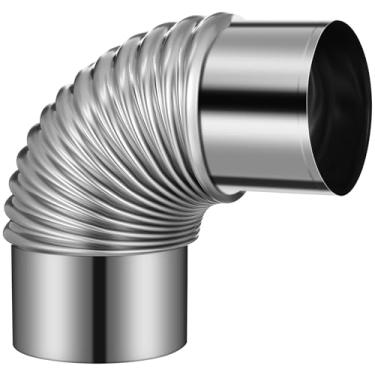 Imagem de Zerodeko Cotovelo de tubo de fogão de aço inoxidável 90°, conector de exaustão de ventilação de chaminé para fogão, aquecedor, barraca de acampamento, aquecimento doméstico